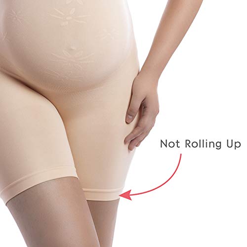 +MD Ropa Interior de Maternidad sin Costuras Faja de Cintura Alta con Soporte para el Vientre sobre topetón Bragas de Embarazo a Mitad del Muslo para Vestidos NudeL