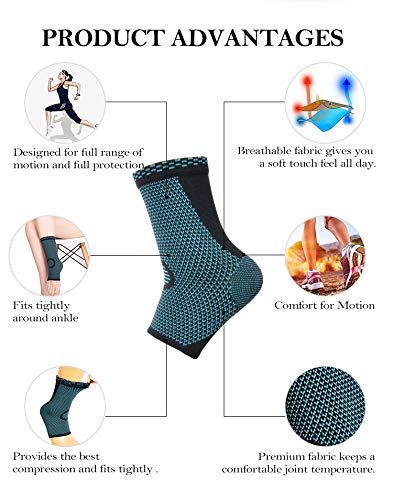 MEDGUARD Tobillera de compresión transpirable para hombre y mujer, alivia el dolor, ideal para esguinces de tobillo, tendón de Aquiles, deportes, correr y actividades diarias (XL)