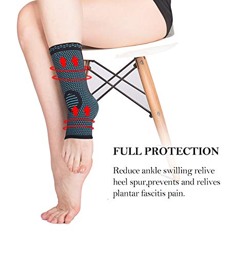 MEDGUARD Tobillera de compresión transpirable para hombre y mujer, alivia el dolor, ideal para esguinces de tobillo, tendón de Aquiles, deportes, correr y actividades diarias (L)