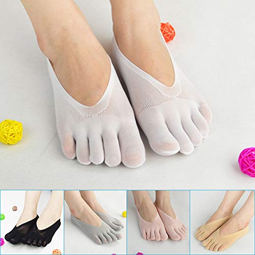 MEIJING Medias de compresión ortopédicas para mujer, con dedos de los pies, ultra bajas, forro de gel, transpirables, para estudiantes, mujeres, ultrafinas, ultra cómodas, cinco dedos