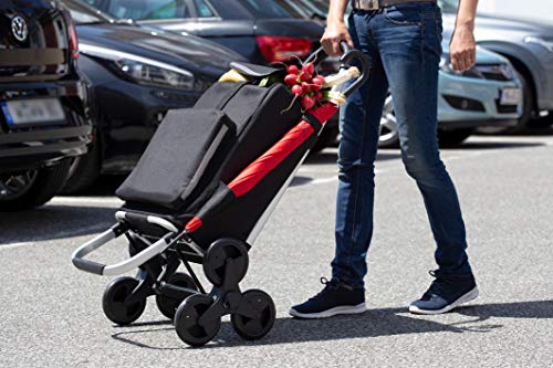 Meister - Carrito de la compra, 54 L, con compartimento refrigerador, bolsa extraíble y resistente a la lluvia, colgador para el carro de la compra, carrito plegable, 6816810