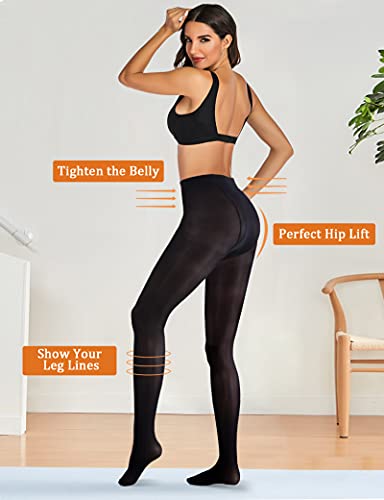 MELLIEX 2 Pares Medias Mujer, 50 Denier Opaque Negras Tupidas Pantys Algodon Leotardos Súper Elásticos Reductor Leggins