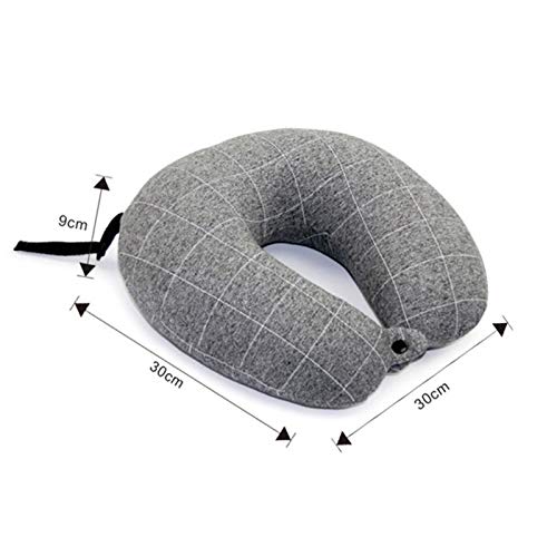 Memoria espuma cuello almohada suave lento espacio de rebote espacio de viaje almohada sólido cuello cervical columna vertebral avión cojín (Color : Wine Red)
