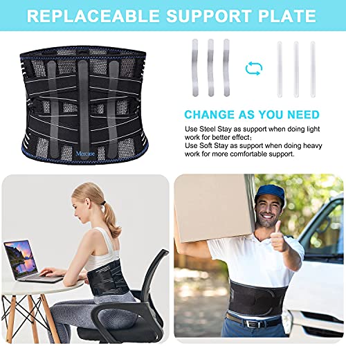 Mercase Cinto Lombar Suporte Lombar Transpirable con Placas de Soporte Reemplazables para Aliviar el Dolor Lumbar en Hombres y Mujeres, Ciática, Hernia de Disco (L)