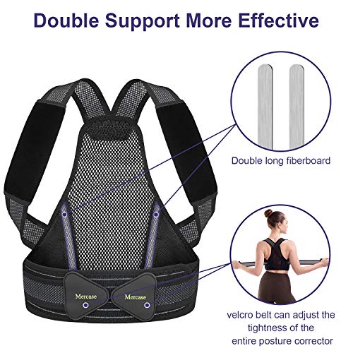 Mercase Invisible Corrector Postura para Hombre Mujer y niños, Corrector de Postura Ajustable y Transpirable,Alivia Dolor en Cuello, Espalda y Hombros (L, Cintura 32 '' - 39 '')