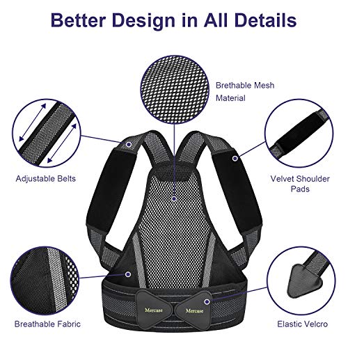 Mercase Invisible Corrector Postura para Hombre Mujer y niños, Corrector de Postura Ajustable y Transpirable,Alivia Dolor en Cuello, Espalda y Hombros (L, Cintura 32 '' - 39 '')