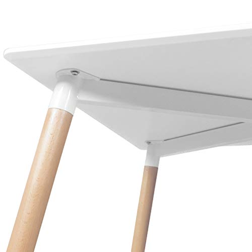 Mesa de Comedor, Mesa Rectangular Fija, Mesa de Salon, Cocina o Comedor, Estructura en madera, Acabado Blanco, Modelo Suecia, Medidas: 120 cm (Largo) x 80 cm (Ancho) x 74,5 cm (Alto)