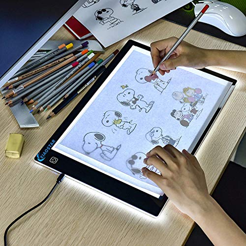 Mesa de Luz de Dibujo LED A4,Tableta de Luz LED A4,Tablero de Pintura de Diamante Ultrafino,Cable USB con Brillo Ajustable para Artistas,Animación,Dibujo,Diseño,Bosquejo,Bordado