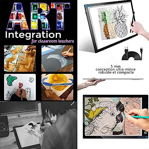 Mesa de Luz de Dibujo LED A4,Tableta de Luz LED A4,Tablero de Pintura de Diamante Ultrafino,Cable USB con Brillo Ajustable para Artistas,Animación,Dibujo,Diseño,Bosquejo,Bordado