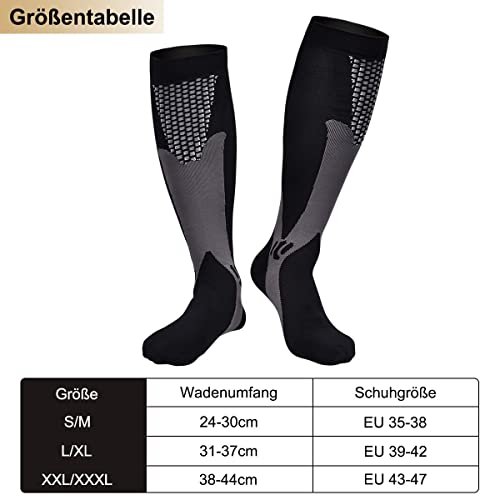 Miavogo 3 Par de Medias de Compresión para Hombre, Medias de Soporte Con Elástico, Calcetines de Compresión Hombres, Adecuado para Deportes, Viajes, Fitness（2XL/3XL)