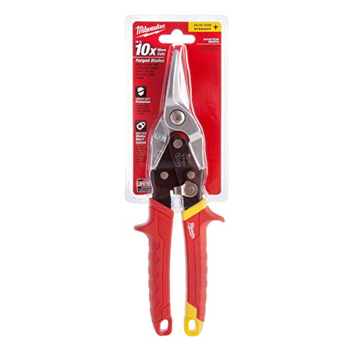 Milwaukee 48-22-4530 48224530 - Tijeras de metal para aviación de corte recto, color rojo