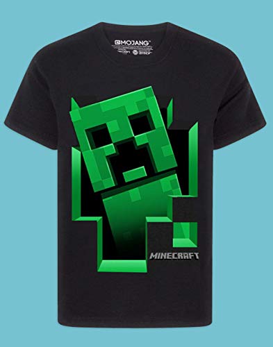 Minecraft Negro Manga Corta de la Enredadera Dentro Camiseta del Muchacho