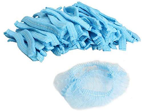 Mingjun - 100 gorros desechables no tejidos, elásticos, antipolvo, para médicos, laboratorios, enfermeras, salones de tatuajes, servicios de alimentos y hospitales