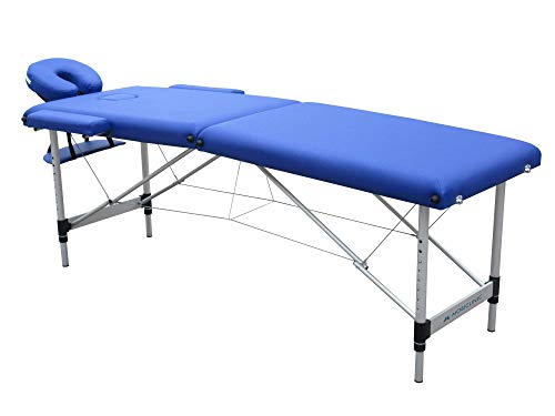 Mobiclinic, Camilla de Masaje Plegable, CA-01 Light, Mesa de Masaje, Reposacabezas, Aluminio y Polipiel, 2 cuerpos, Camilla Plegable Fisioterapia, Altura Regulable, 186x60 cm, Portátil, Azul