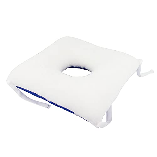Mobiclinic, Cojín antiescaras, para Coxis, Marca Española, Cuadrado, con Agujero, para Silla, para Sofá, para Silla de Ruedas, prevención de Ulceras por presión, Color Blanco