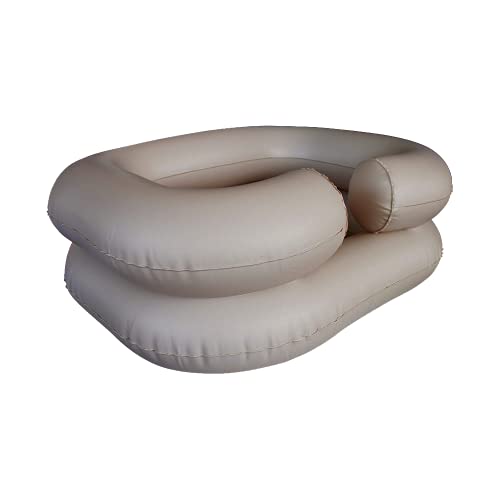 Mobiclinic, Lavacabezas hinchable, Lavacabezas Portátil, Lavabo de champú inflable, Lavacabezas para ancianos y discapacitados, Tubo de drenaje, Con accesorios, Blanco