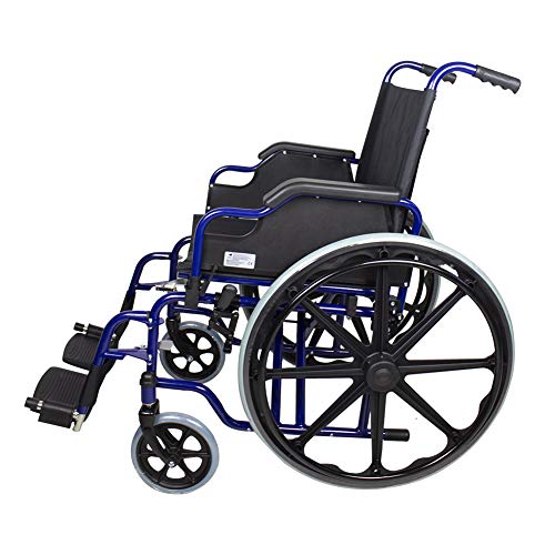 Mobiclinic, modelo Giralda, Silla de ruedas plegable, ortopédica, para minusválidos, reposapiés y reposabrazos extraíbles, Azul y Negro, asiento 46 cm, ultraligera
