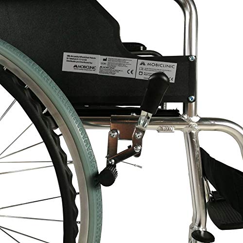 Mobiclinic, Palacio, Silla de ruedas plegable, ortopédica, autopropulsable para ancianos y minusválidos, aluminio, freno en manetas, reposapiés y reposabrazos extraíbles, asiento, ultraligera, negro