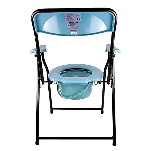 Mobiclinic, Timón, Silla con WC o inodoro para discapacitados, ancianos, minusválidos, Plegable, Reposabrazos, Asiento ergonómico, Conteras antideslizates