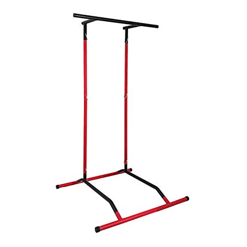 Moracle 150kg Barra de Dominadas Pull Up Dominadas Estación de Energía Multifuncional en Casa 200cm Torre de Ejercicios Barra Dominadas Portatil (Negro y Rojo)