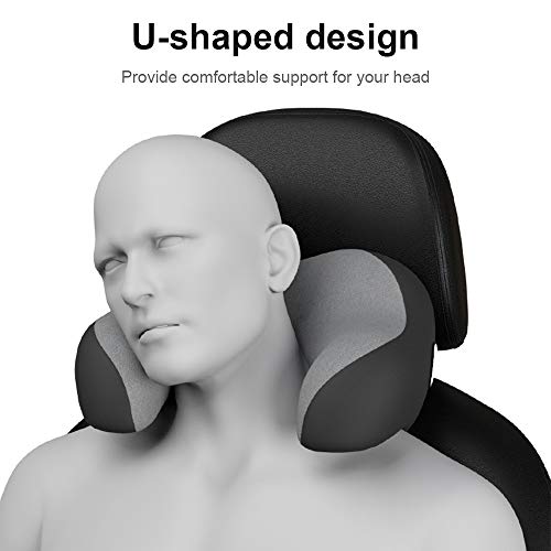 Mostop Almohada de cuello de coche con espuma viscoelástica para asiento de coche, diseño ergonómico, cómodo para el cuello, cojín de almohada para tren, avión, coche, viajes, etc