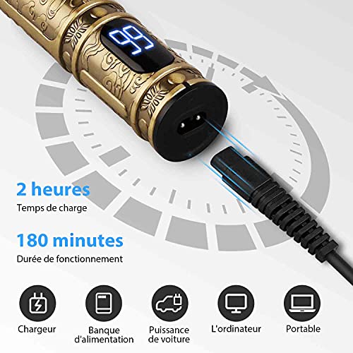 MOULEI Máquina de Cortar Pelo Profesional,Cortapelos inalámbrico Hombre Cortador de Pelo Recargable con Hoja T,Recortadora de Barba de Espacio Cero con 3 Peines-guía para Uso de Hogar y Peluquería …