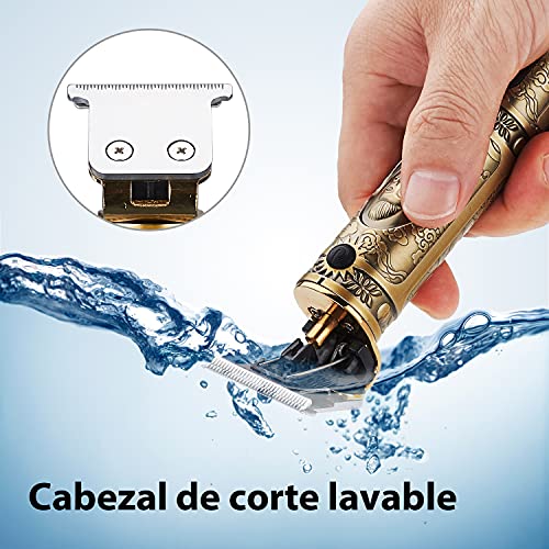 MOULEI Máquina de Cortar Pelo Profesional,Cortapelos inalámbrico Hombre Cortador de Pelo Recargable con Hoja T,Recortadora de Barba de Espacio Cero con 3 Peines-guía para Uso de Hogar y Peluquería …