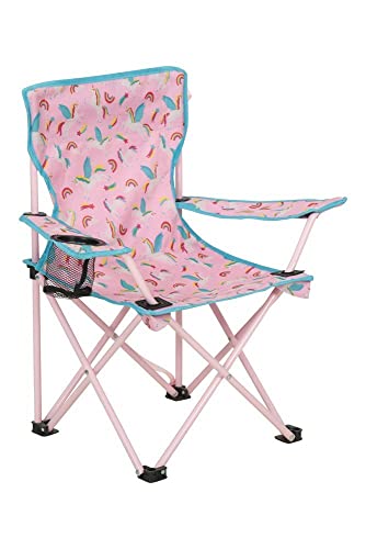 Mountain Warehouse Silla Plegable Mini con Estampado para niños - Sillas de Camping con reposabrazos y reposacabezas para niños - para Picnic, la Playa, el jardín Rosa Talla única