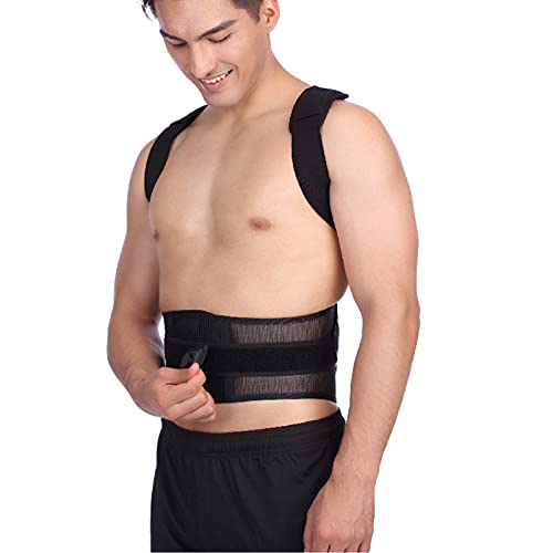 MOXIN Corrector Postura Espalda Profesional Arnes Espalda Recta, Corrector y Soporte para Columna Vertebral, Alivia Dolor en Cuello, Espalda y Hombros,Negro,Xlarge