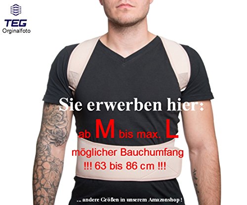MTEG533 - para la camiseta "M a L" - médico ortopédico estabilizador de la columna vertebral RECTA NEOPRENO calidad SOPORTE - Respaldo - con correas ajustables y 12 imanes