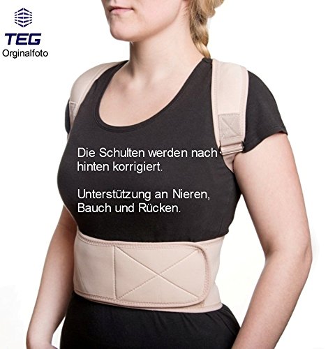 MTEG533 - para la camiseta "M a L" - médico ortopédico estabilizador de la columna vertebral RECTA NEOPRENO calidad SOPORTE - Respaldo - con correas ajustables y 12 imanes