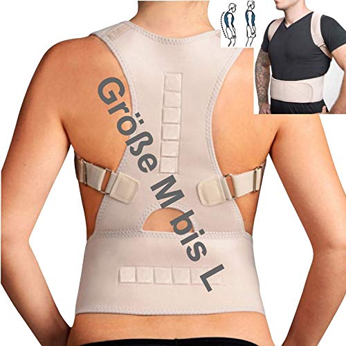 MTEG533 - para la camiseta "M a L" - médico ortopédico estabilizador de la columna vertebral RECTA NEOPRENO calidad SOPORTE - Respaldo - con correas ajustables y 12 imanes