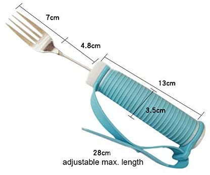 MTYQE Cuchara Fácil Agarre Tenedor con Soporte Utensilios Ayuda para Comer Vajilla Adaptable para Comer Vajilla Giratoria Acero Inoxidable para Personas Mayores Discapacidad Accidente Cerebrovascular