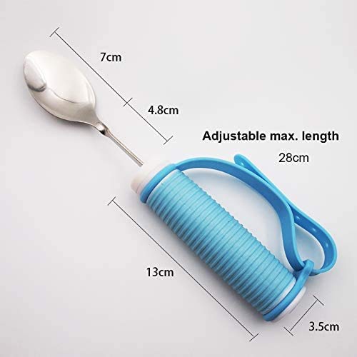 MTYQE Cuchara Fácil Agarre Tenedor con Soporte Utensilios Ayuda para Comer Vajilla Adaptable para Comer Vajilla Giratoria Acero Inoxidable para Personas Mayores Discapacidad Accidente Cerebrovascular