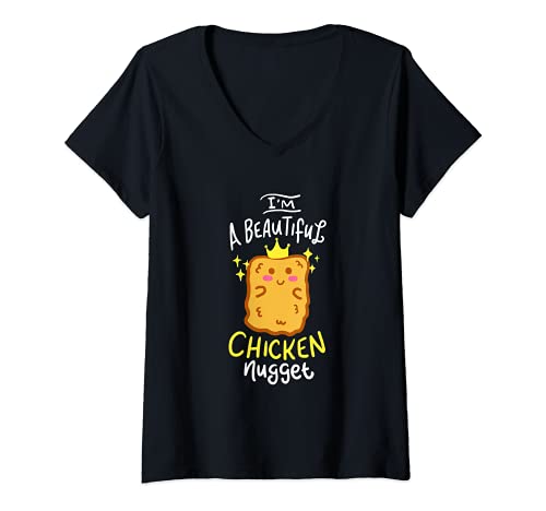 Mujer Divertido pollo Nugget Nug Life Fast Food Gift Camiseta Cuello V