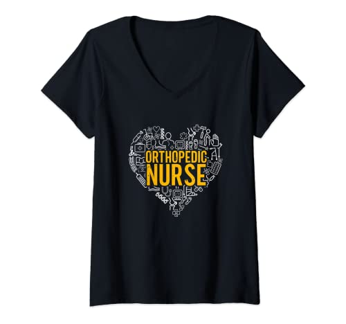 Mujer Enfermera ortopédica corazón orto enfermería estudiante RN Camiseta Cuello V