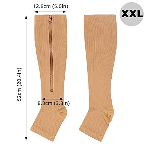 Mujeres Media Calcetines De Compresión con Cremallera para Quemar Grasa, Calcetines Finos De Belleza para Dormir para Mujer, para   Prevenir Las Venas
