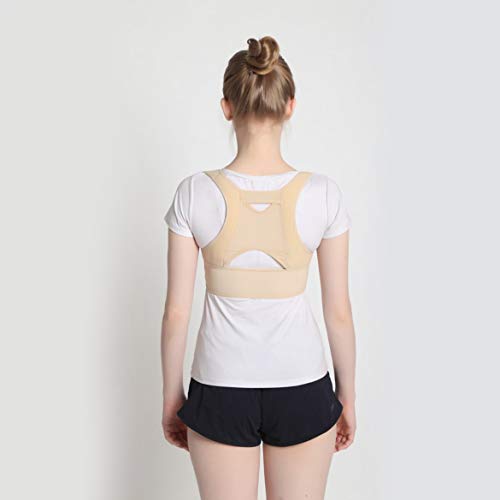 Mujeres Respirables Volver Corrección de la Postura Corsé Ortopédico Parte Superior del Hombro Espina Dorsal Postura Corrector Soporte Lumbar (Blanco Beige)