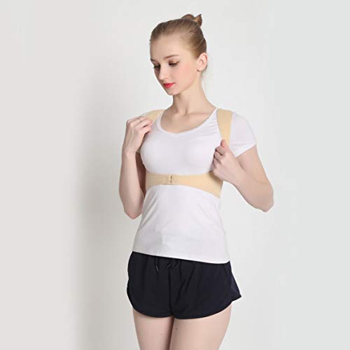 Mujeres Respirables Volver Corrección de la Postura Corsé Ortopédico Parte Superior del Hombro Espina Dorsal Postura Corrector Soporte Lumbar (Blanco Beige)