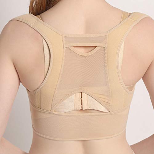 Mujeres Respirables Volver Corrección de la Postura Corsé Ortopédico Parte Superior del Hombro Espina Dorsal Postura Corrector Soporte Lumbar (Blanco Beige)