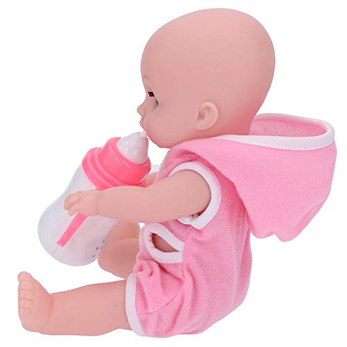 Muñeca Bebé Biberón Set Educativo Muñeca Linda Regalo de Juguete para Niños Niña con Efecto de Sonido Rosa(rosado)