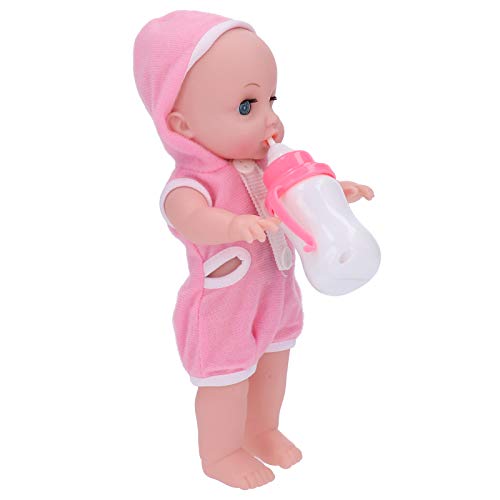 Muñeca Bebé Biberón Set Educativo Muñeca Linda Regalo de Juguete para Niños Niña con Efecto de Sonido Rosa(rosado)