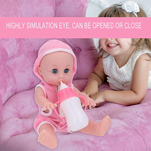 Muñeca Bebé Biberón Set Educativo Muñeca Linda Regalo de Juguete para Niños Niña con Efecto de Sonido Rosa(rosado)