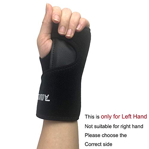 Muñequera para mano izquierda o derecha para túnel carpiano, férula de muñeca extraíble para tendinitis, soporte para el pulgar por síndrome del ratón y lesiones deportivas (1 unidad), Left hand