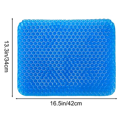 munloo Cojín Antiescara de Gel Multifuncional, cojín de Apoyo de Asiento de Silla de Alta Elasticidad, Fresco y Transpirable, para Aliviar la Fatiga de la Cadera para la Oficina, Casa, Coche (Azul)