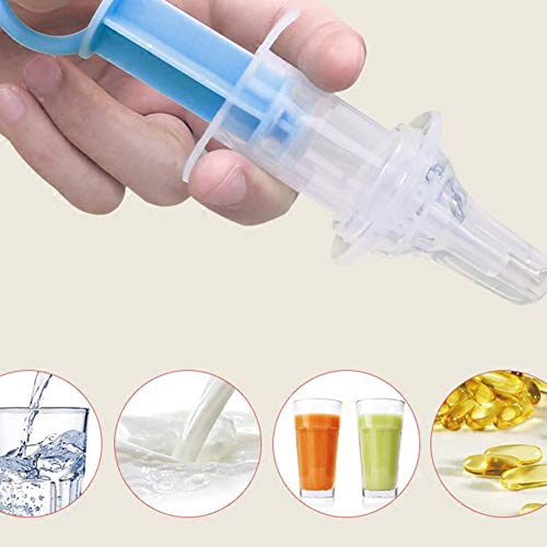 NaiCasy Medicina Pediátrica dispensador Chupete de Silicona para bebés Medicina alimentador de bebé Taza Cilindro Squeeze pipeta con una Escala para los recién Nacidos Azul, Cuidado y alimentación