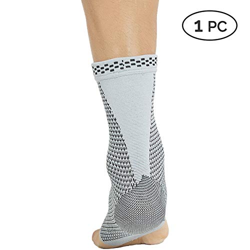 Neotech Care - Tobillera de compresión (1 Unidad) - Tejido de punto de fibra de bambú - Ligero, elástico y transpirable - Compresión mediana - Pie derecho o izquierdo - Hombre y mujer - Gris (XL)