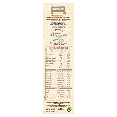 Nestlé Papilla 8 cereales con galleta María - Alimento Para bebés - Paquete de 6x600 g - Total: 3.6kg