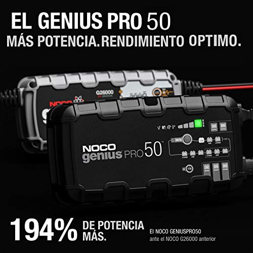 NOCO GENIUSPRO50, 50A cargador de batería automático inteligente portátil de 6V, 12V y 24V, mantenedor de batería y desulfador para auto, camión y caravana