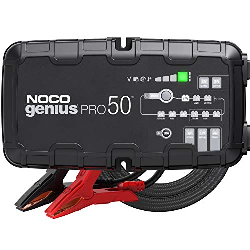 NOCO GENIUSPRO50, 50A cargador de batería automático inteligente portátil de 6V, 12V y 24V, mantenedor de batería y desulfador para auto, camión y caravana